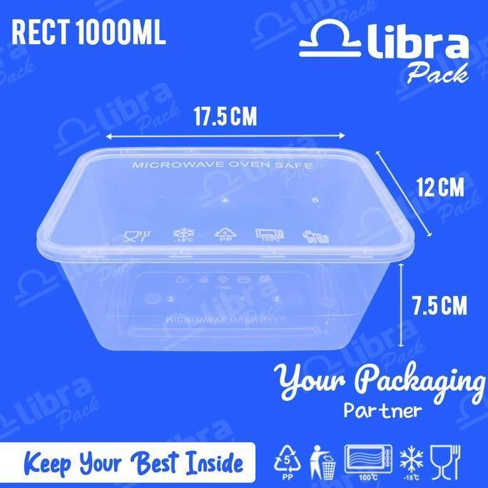 Kotak makan anti pecah thinwall klir tepak plastik tahan safe microwave thinwall lunch box 1000ml re