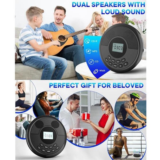 Portable Bluetooth CD Player Rechargeable Discman With Dual Speakers And Headphones Walkman Cd Playe