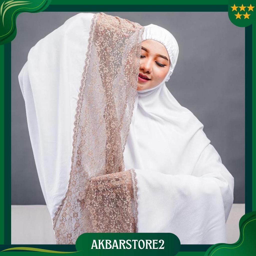 Mukena Dewasa Putih Polos Renda Bahan Katun Rayon Super Premium Size Super Jumbo Dan Mukenah Terusan