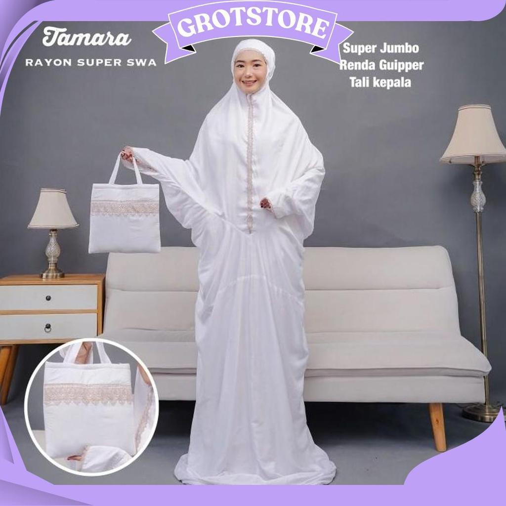 Mukena Dewasa Putih Polos Renda Bahan Katun Rayon Super Premium Size Super Jumbo Dan Mukenah Terusan