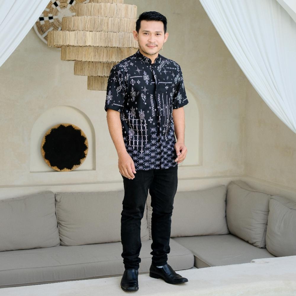 Terbaru Baju By Lora - Gamis Couple Keluarga Seravina Black | Set Gamis Koko Terbaru Lebaran 2026