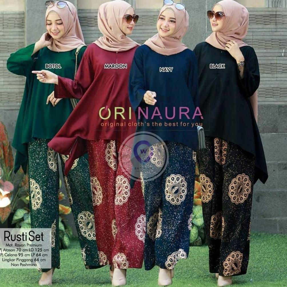 Gratong Setelan Jumbo Senaya Set Waka Waka Motif Bunga Ori Naura Size Jumbo Busui Resleting Rayon Te