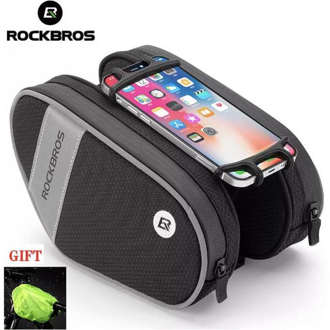 ROCKBROS Bicycle Bag Phone Holder Reflective Rainproof Tas Sepeda