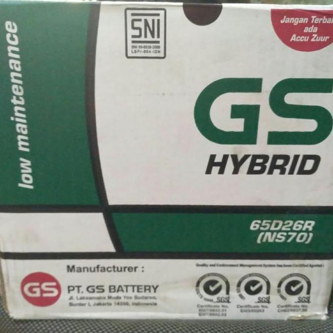 aki mobil / Battery GS astra type Hybrid NS70 12volt-65amper