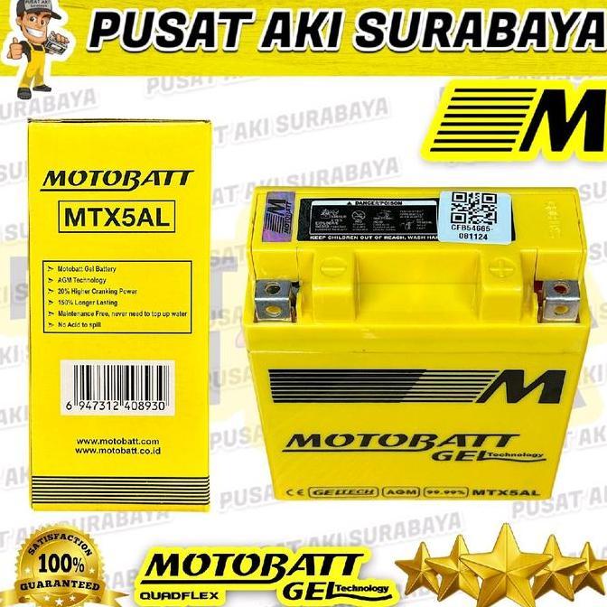 Promo ACCU ORIGINAL MOTOBATT MTX5AL 5 AMPER AKI SEPEDA MOTOR VEGA LEGENDA GRAND KAZE SUPRA X SMASH S