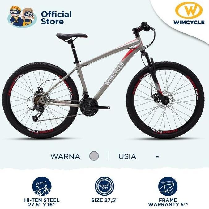 Terlaris Sepeda Gunung Mtb Wimcycle Falcon - Abu-Abu