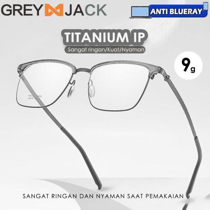 SHIRENLY Grey Jack Kacamata Antiradiasi Blueray Baahan Titanium Style Kotak Bisnis Fashion Pria & Wa