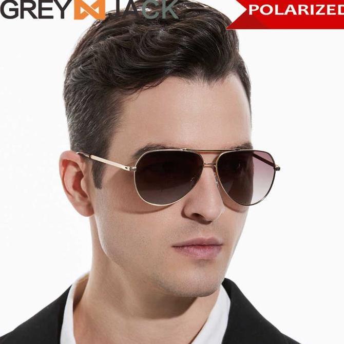 SHIRENLY Grey Jack Kacamata Sunglasses Anti UV400 Polarized Lens Bahan Metal Style Aviator Fashionab