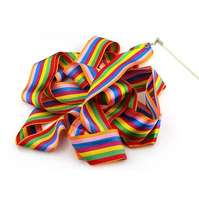 AI81 ~ 4m Twirling Ribbon Colorful Ballet Ribbon Alat Tari Tamborin Gereja Props Senam Ballet Pita T