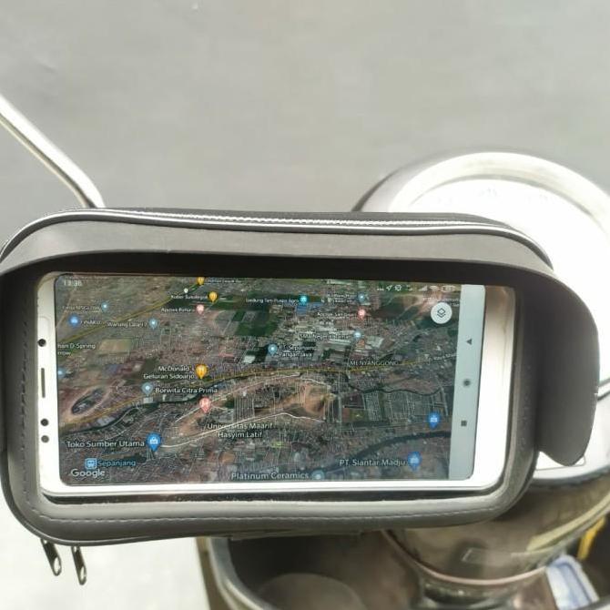 Holder HP Waterproof + Kanopi pasang Stang Motor Size XL (7in)