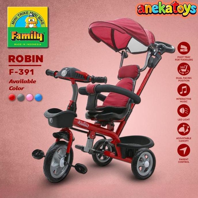 Wxyg- Sepeda Roda Tiga Anak Family Family F391 Ban Eva Jok Hadap Depan Belakang Busa Tebal