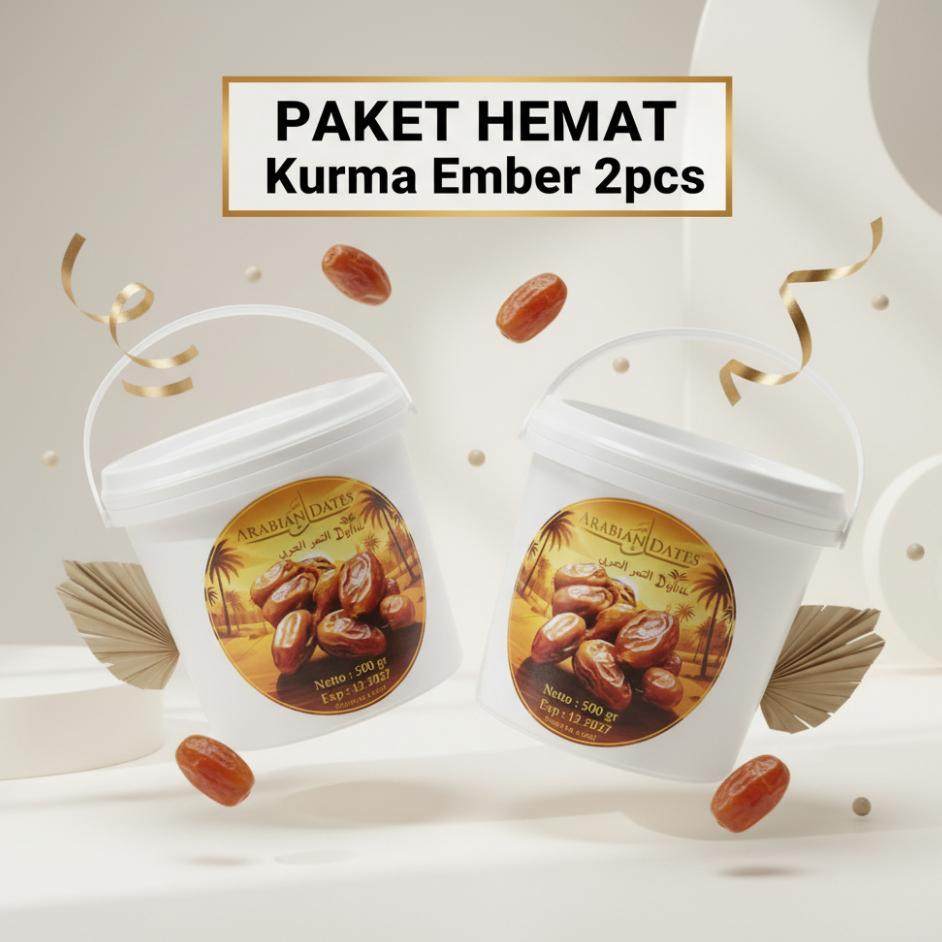 Kombo Paket Kurma Arabian Dates 2 Pcs Kemasan Ember Paket Hemat Berkualitas Asli Arab