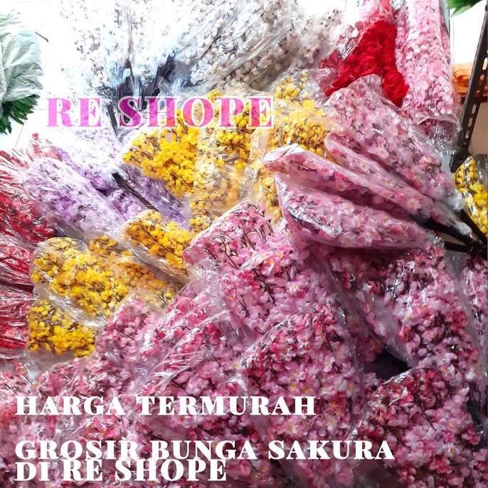 Lansungkirim- Bunga Sakura Plastik Bunga Hias Bunga Sakura Meihua Artificial Grosir