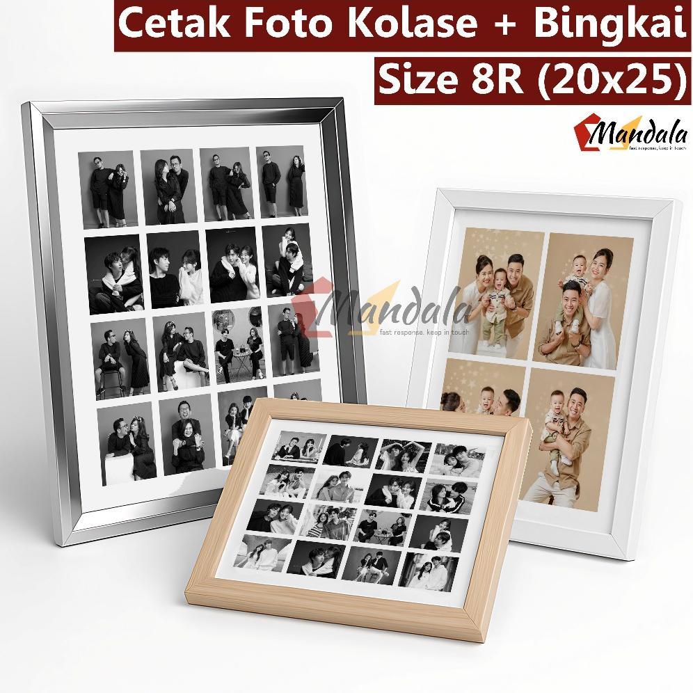 TERBARU 2026 Cetak Foto Kolase Keluarga + Frame 8R  Pigura Kayu  Putih  Hitam  Hiasan Dinding Pajang