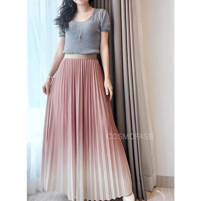 GRADATION PLSKET SKIRT - ROK PLISKET PREMIUM OMBRE GRADASI IMPORT KS