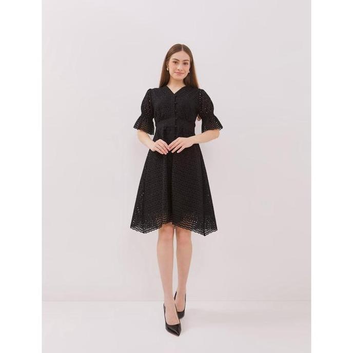 Sedia Urban Exchange Talia Black Mini Dress - Gaun Mini Dress Katun Warna Hitam Baju Wanita Casual F