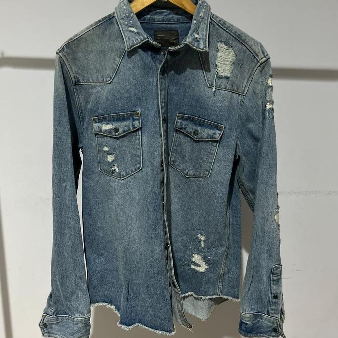 Termurah / Hot Sale Zara Man Distressed Denim Overshirt