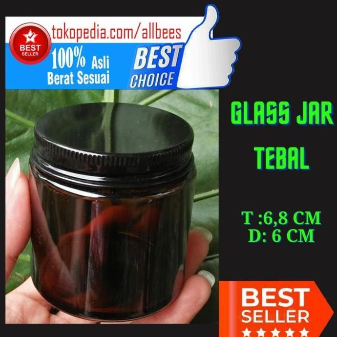 Gelas Jar Amber toples botol 100 ml bahan kaca tutup alumunium food gr
