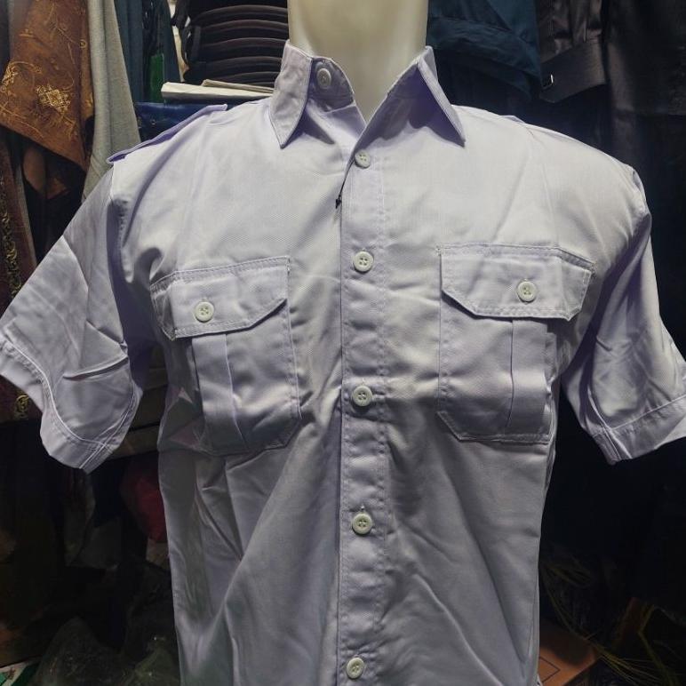 PREMIUM Baju PDL putih POLOS lengan PENDEK & PANJANG / PDH PUTIH KERAH HITAM / Baju PDH putih polos 