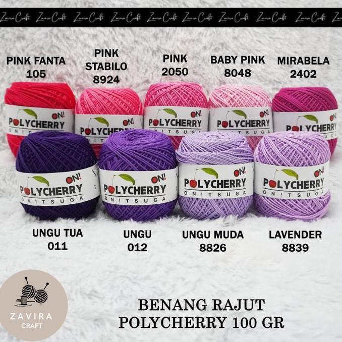 BENANG RAJUT POLYCHERRY ONITSUGA SERI PINK & UNGU 100 GR