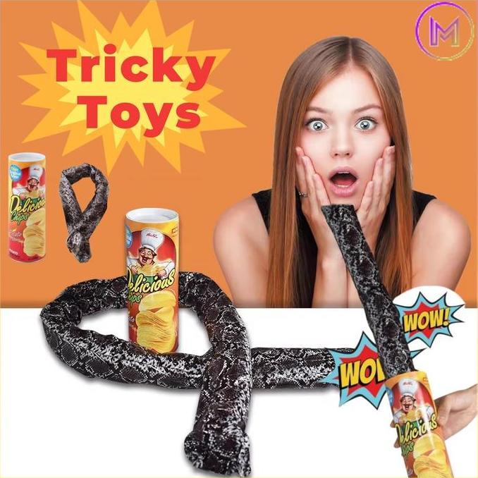 Prank Kaleng Ular Palsu Fake Potato Chips /Prank Alat Sulap Potato Chips Snake/Prank Mainan Jahil Al