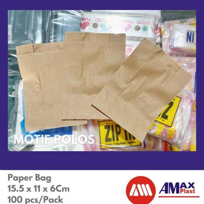 Paper Bag Kantong Kertas Donat Kentang Goreng Coklat Polos