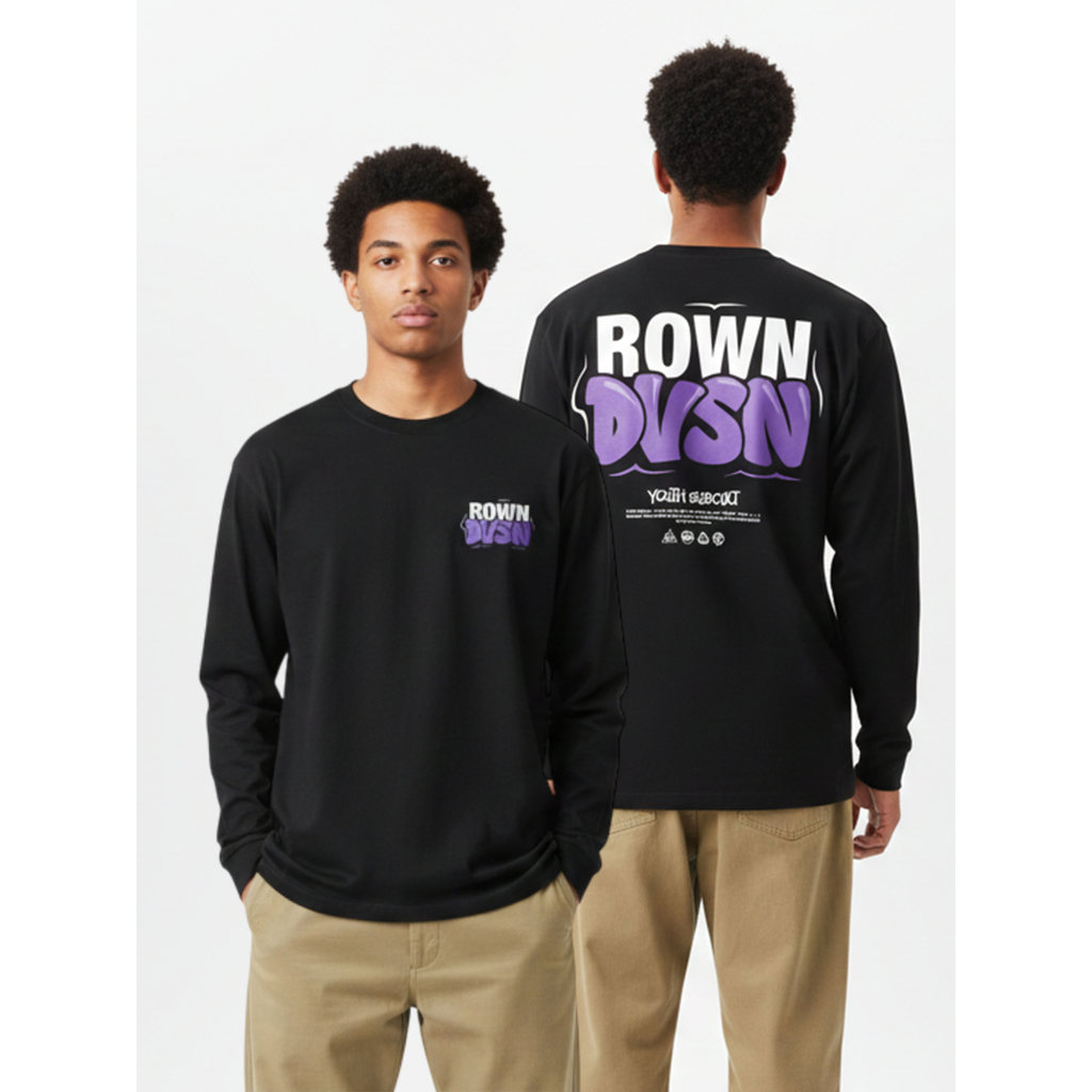 Rown Division Kaos Lengan Panjang || Brickish Hitam Longsleeve