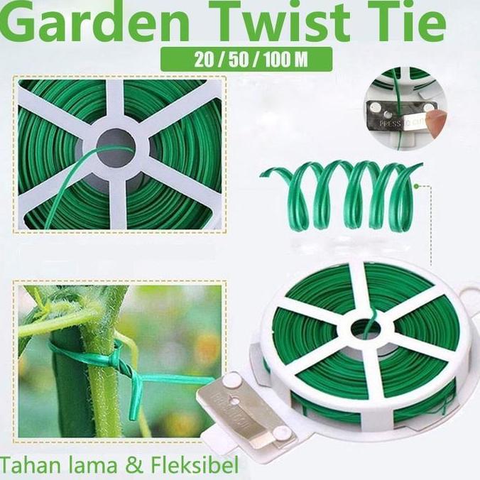 20/50/100M Twist Tie/Garden Twist Tie /Green Coated Wire Twist Tie / Kabel Tie Pengikat Tanaman