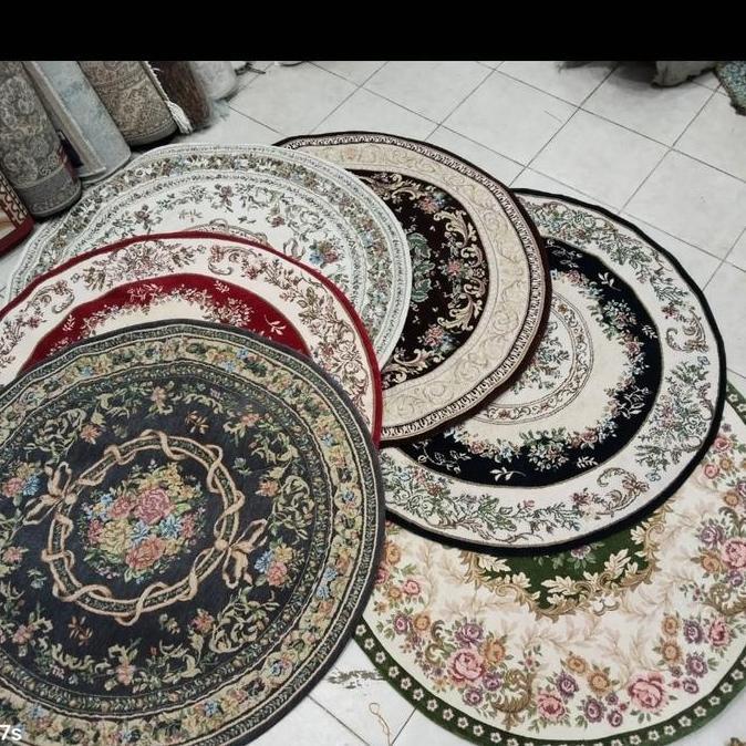 Karpet Bulat 118 cm import anti slip tebal 7 mm LS