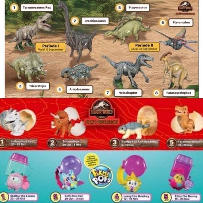 Mainan Anak Happy Meal Mcd Mcdonald Mcdonalds Pikmi Pop Jurassic World