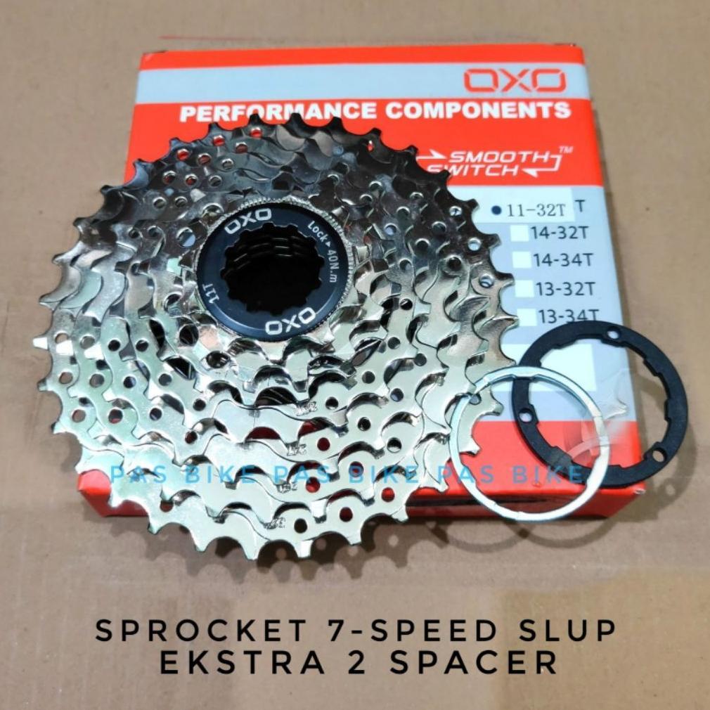 Sprocket 7 Speed 11-36T Plus Spacer Cassette Sproket 7Speed Oxo