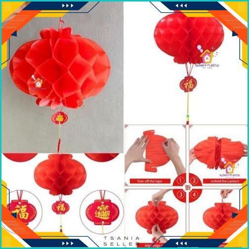 lampion gantung kertas imlek merah lentera hiasan dekorasi dekor hari raya tahun baru cina gong xi x