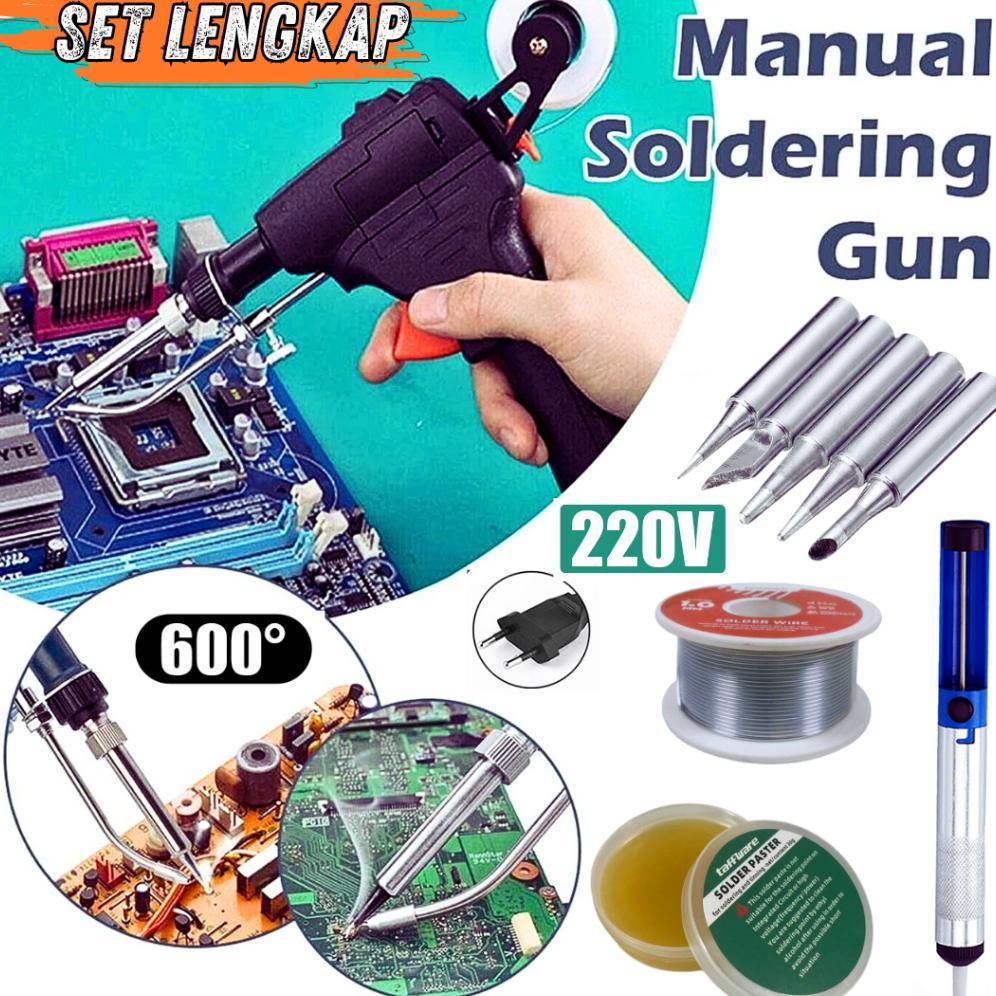 Taffware Solder Listrik Tembak 60W Automatic Paket Lengkap+Timah+Mata Solder+Pasta+Penyedot - GT10