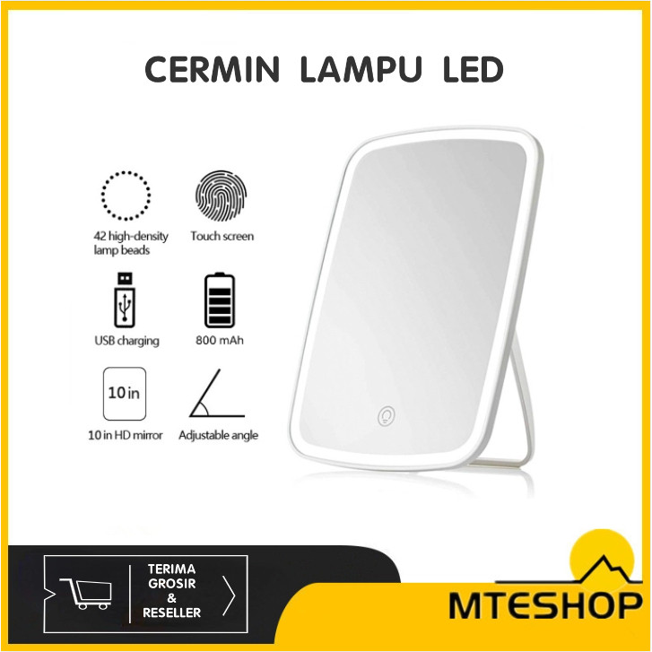 Mte Cermin Led / Cermin Lampu Led / Cermin Make Up Meja Dengan Lampu Led Tombol Touch Screen Charge 