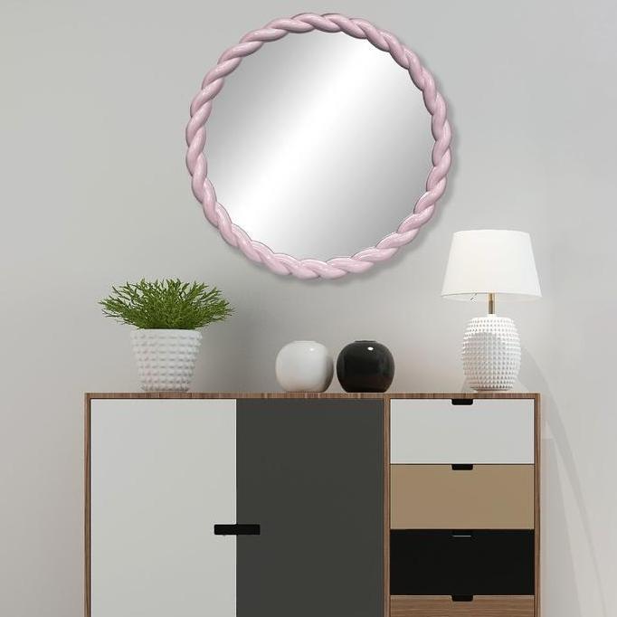 Informa 60X60 Cm Cermin Dinding Round - Pink Kaca Dekorasi Ruang Tamu Kamar Tidur Hiasan