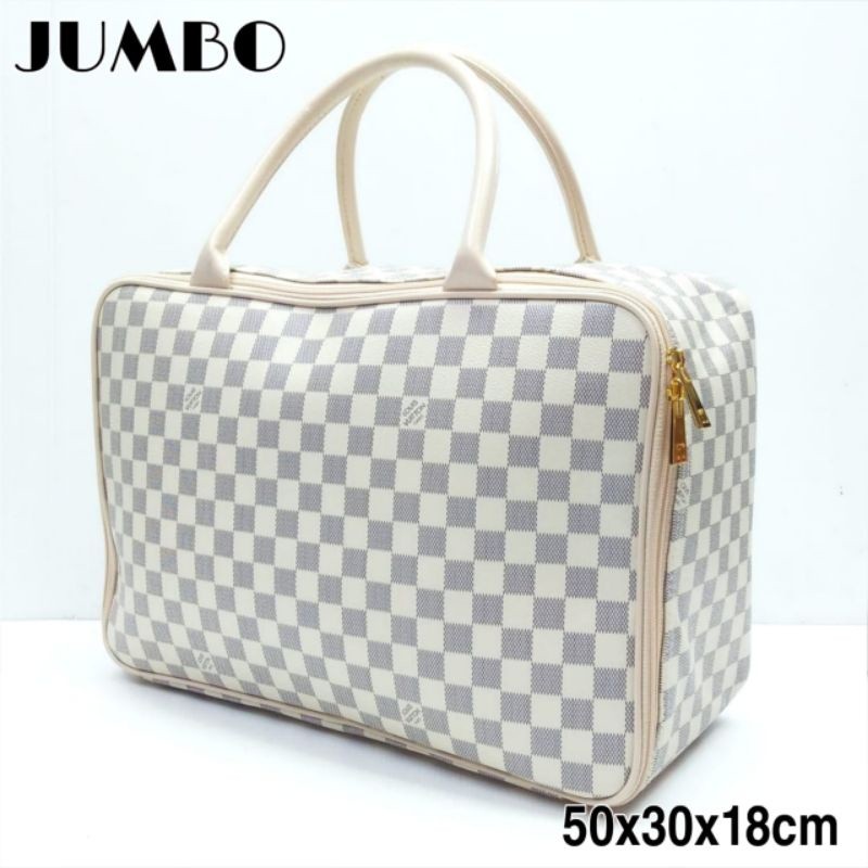 Travel Bag Jumbo Premium Tas Pakaian Jinjing Kotak Krem