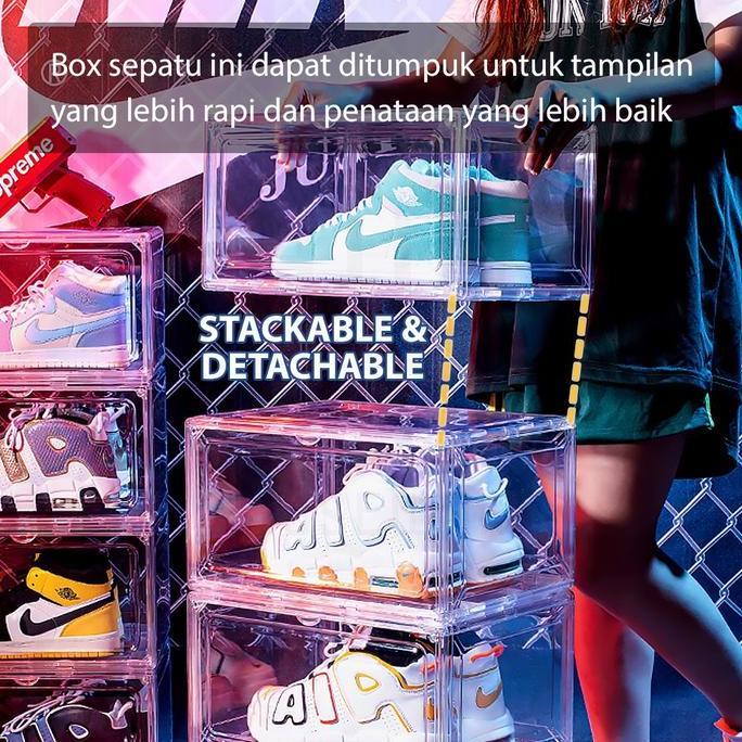 Kotak Sepatu Akrilik Transparan Bening Kotak Sepatu Premium Ukuran Besar Tempat Penyimpanan Sepatu R