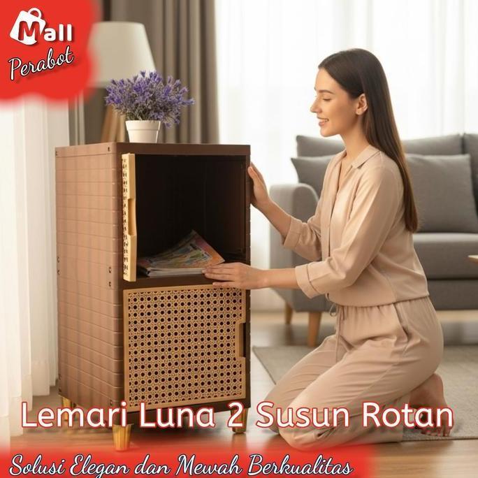 WOVLO Mall Perabot | Lemari Wardrobe Nakas Luna Meja Samping Kamar Tidur Persegi Plastik Minimalis B