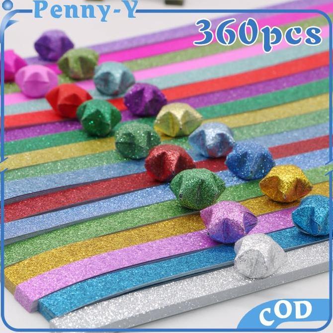 LOLY 360pc Kertas Bintang Glitter Kertas Origami Bintang Origami Star Paper