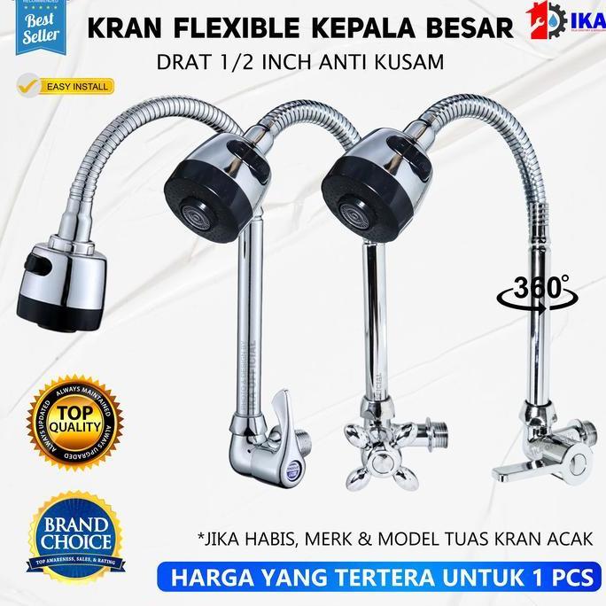 Kran Air Angsa Fleksibel Wastafel Tembok Sink Stainless Kuningan Cuci Piring Minimalis Premium Keran