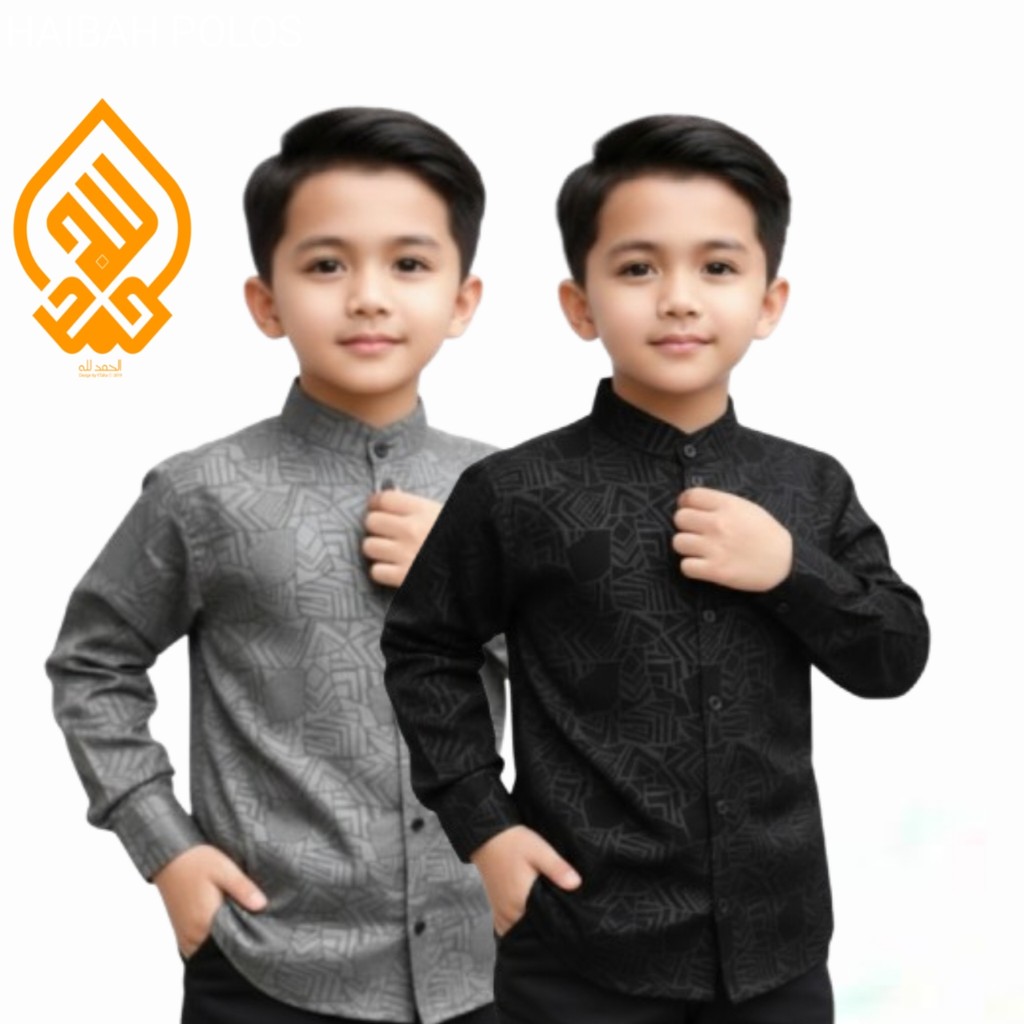baju kemeja koko sultan anak lengan panjang anak santri ngaji 6-14