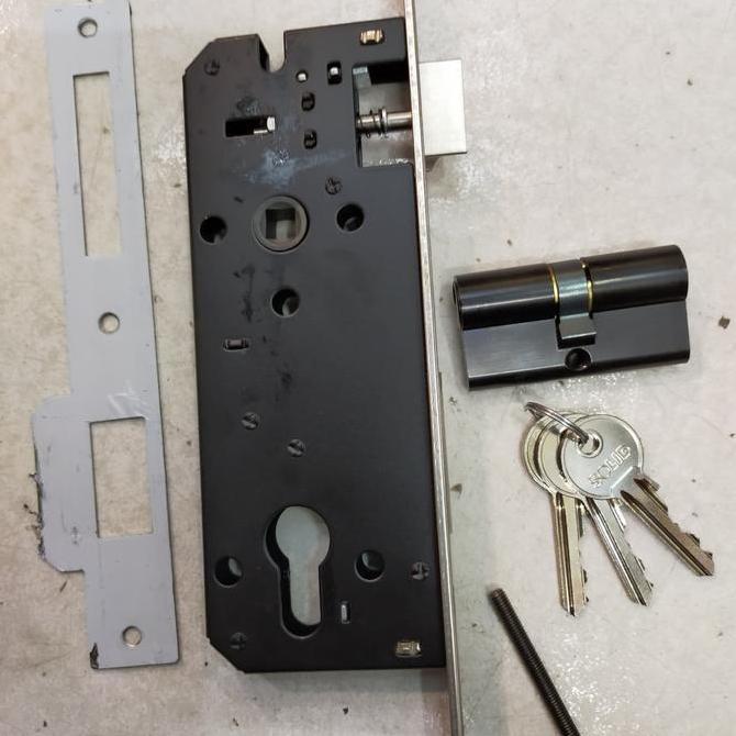 Body kunci solid stainless silinder hitam / kunci pintu solid