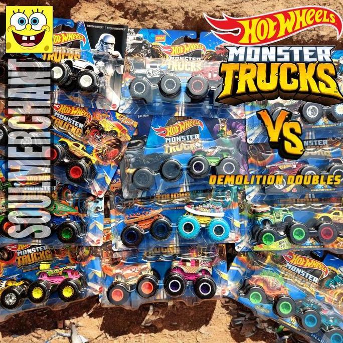 Hot Wheels Monster Trucks Demolition Doubles Diecast Mobil Truck Off Road Ban Besar Original Mattel