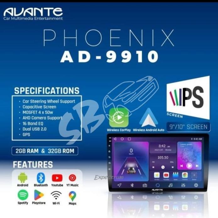 Headunit Android Avante 9 inch 2/32 AD-9910 Universal Tape Mobil