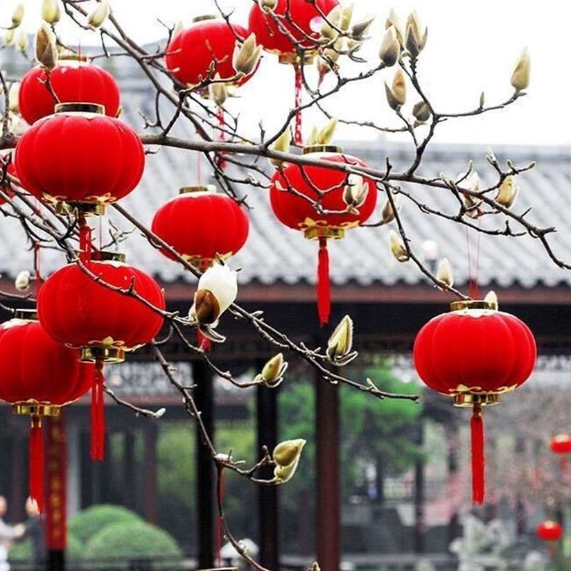 Lampion Beludru Mini Imlek - Lampion Gantung Gantungan Pohon Sakura Sincia Premium