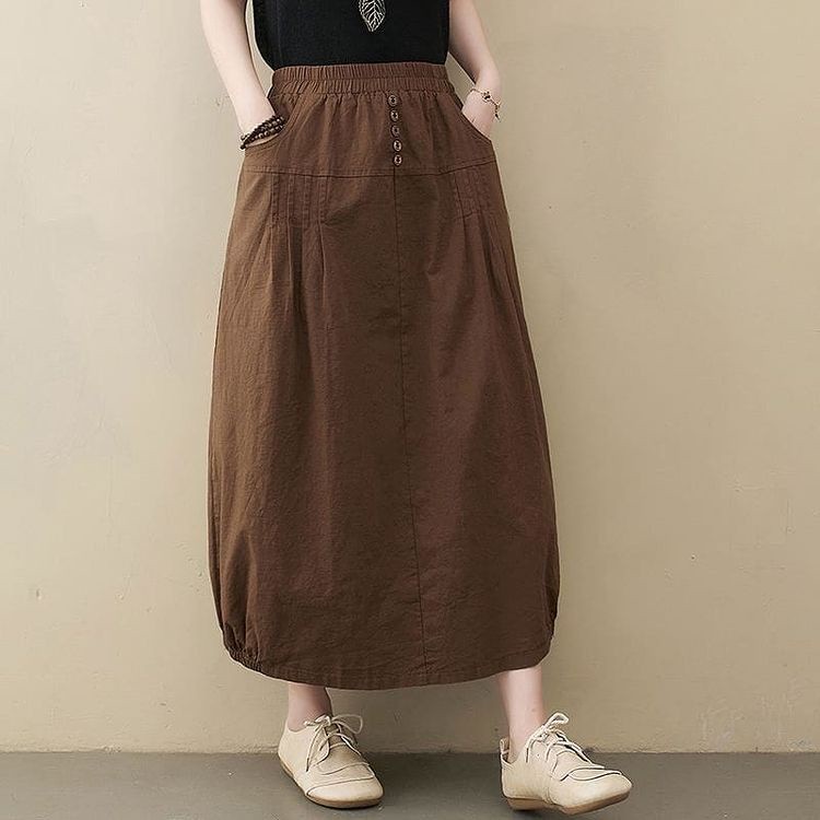 Rok Bahan Katun Rami Hits Ootd - Rok Panjang - Rok Bahan Kekinian - Rok Bahan Linen-Rok Kekinian-Baw