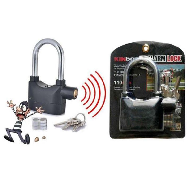 Kunci Gembok Alarm Bunyi Kuat Kunci Gembok Anti Maling Konci Alaram Pintu Rumah Pager Mobil Sepeda M