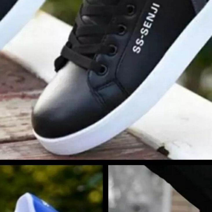 Sepatu Sneakers Ss-Senji Pria Wanita Terbaru Fashion Sport Korea/ Sepatu Kets Kasual Putih Hitam Cow