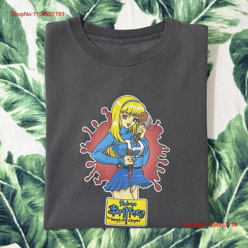Hook Ups Skate T Shirt Brittney The Vampire Slayer Buffy Anime NE581 vintage Washed streetwear Styli