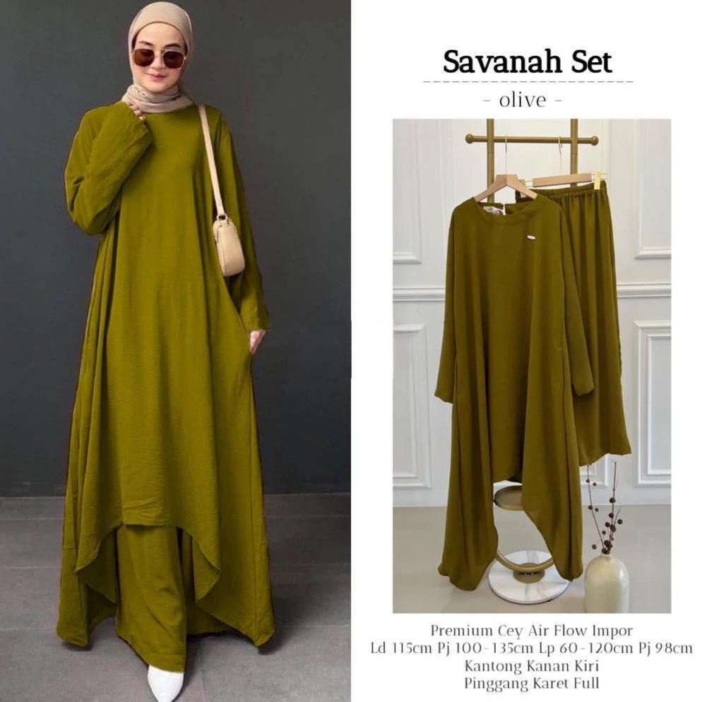 BestPromo Savana Abaya Tunik Syari - One Set Tunik Jumbo + Rok